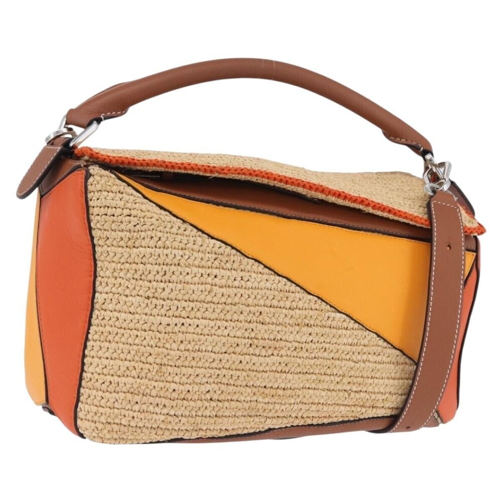 Loewe Puzzle Leather and Raffia Medium